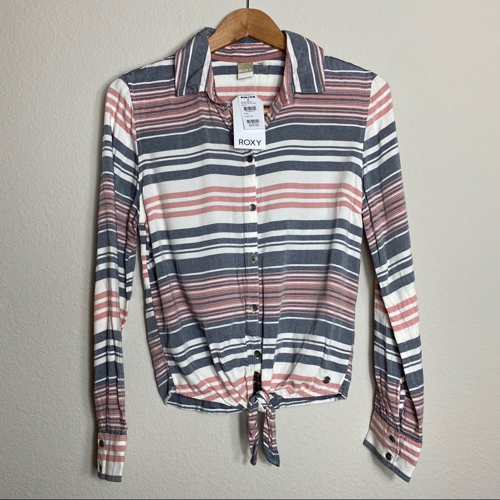 ROXY Emerald Earth Tie Front flannel shirt XS